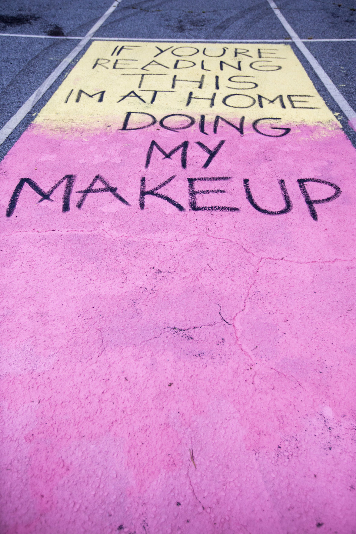 Students painting their parking spaces